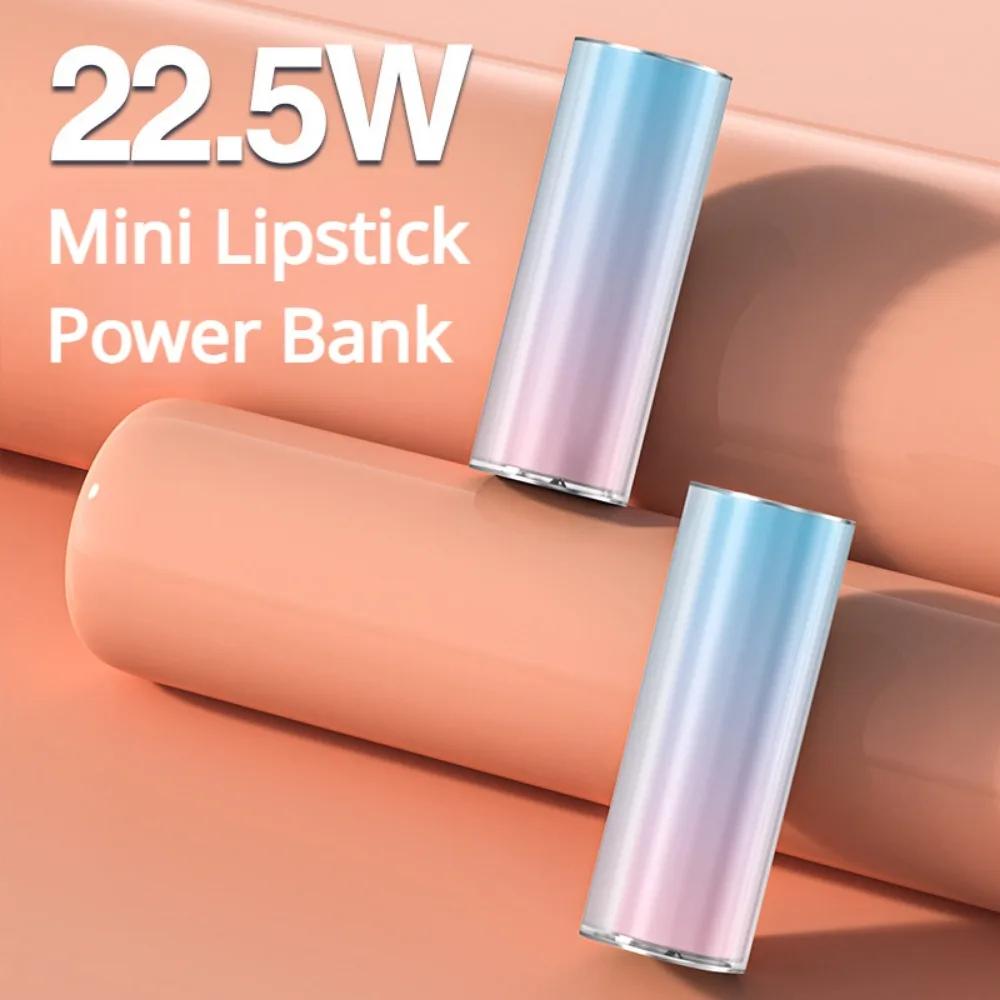 Hohe Kapazität 22,5 W Lippenstift Powerbank Kleine 10000 mAh Multifunktionale tragbare Schnelllade-Mini-Powerbank für iPhone Huawei