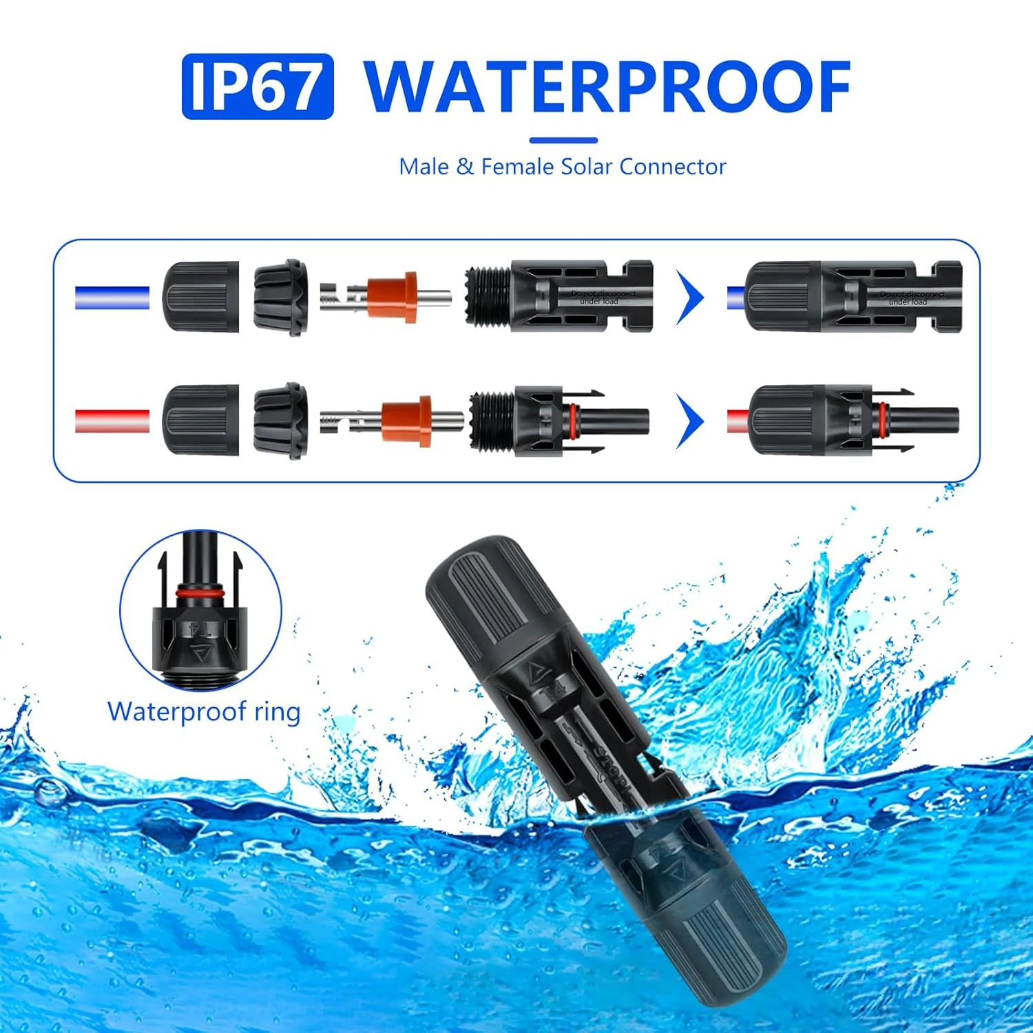 60PCS Solar Panel Connector Kit Solar Crimper Tool for Connecting Cable Wire Durable Solar Connector Set for Renewable Energy