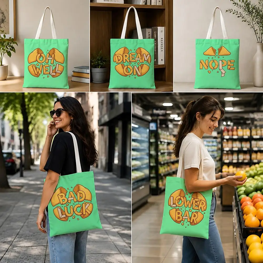 Sacs de rangement plats Fortune Cookie Philosophy, sac en toile léger et pliable, sac de courses réutilisable avec bandoulière