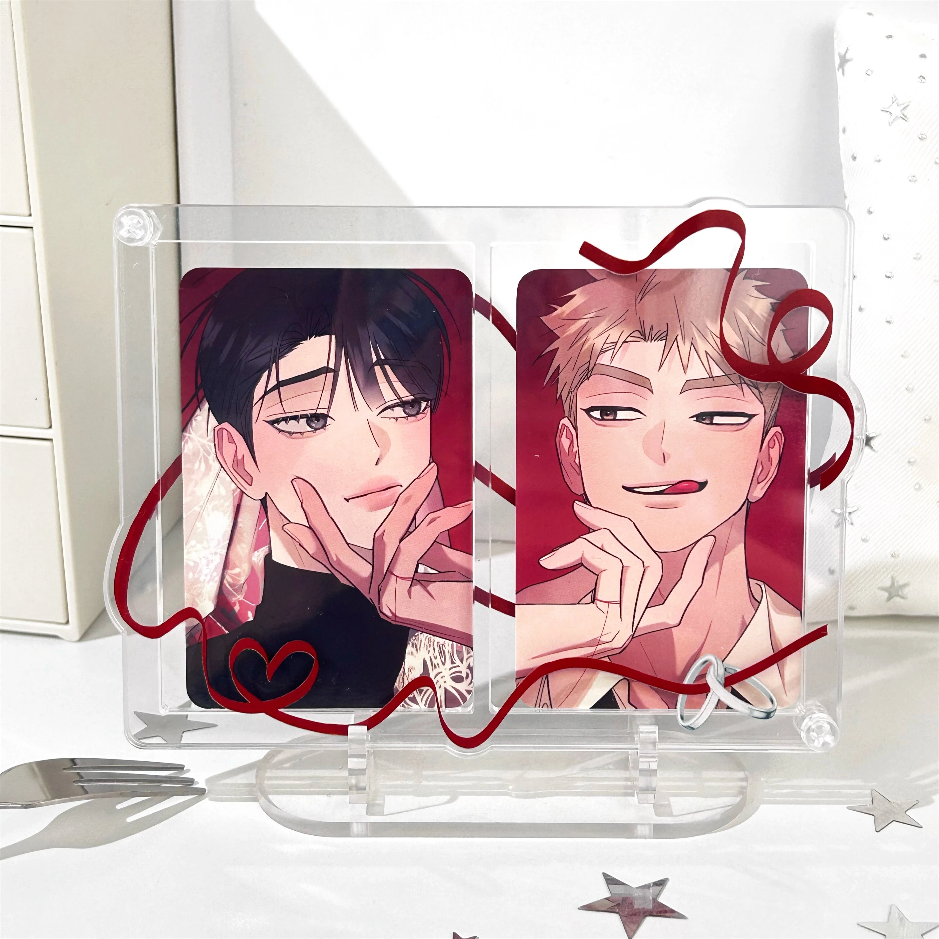 Destiny Ribbon 3/3.5/6Inch Acrylic Photo Display Case, Cute Double/Single Card Frame, for Anime Kpop Merch Shooting Layout Decor