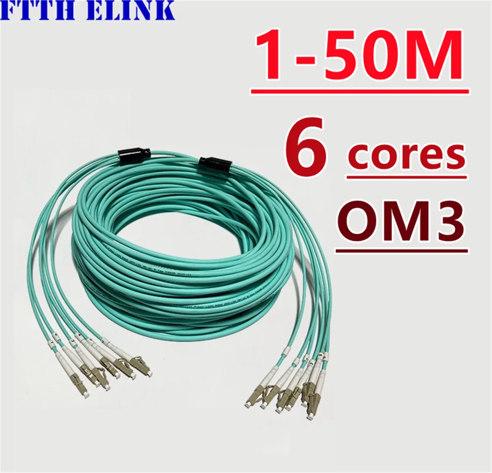 

Armored fiber patchcord 1-50M 6 core OM3 MM aqua 6C SC LC FC ST APC multimode 6 fibers optical jumper cable ftthELINK 20M 30M40M