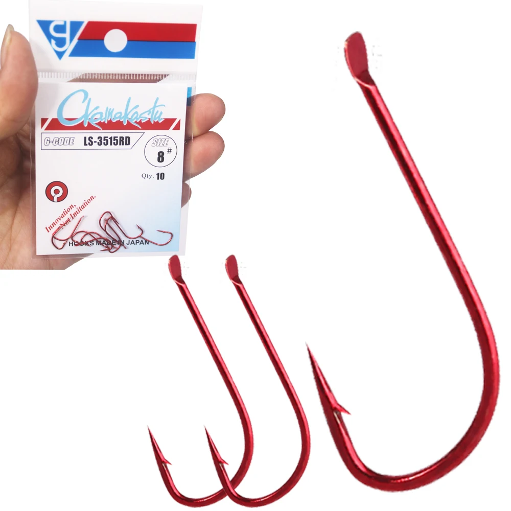 30Pcs/Lot 3515RD Sode Red  Fishing Hooks  1#-8# Non-barbed High  Barbed  Carbon Steel Sharpened Bait Tackle Strong Gamakatsu