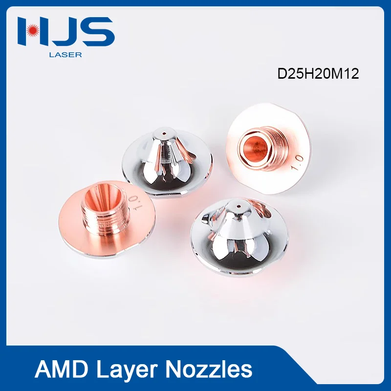 HJS Laser Carbon Steel Cutting Laser Single Double Layer Nozzle Chrome-plating Layers D25 H20 M12 Caliber 0.8mm-4.0mm for Amada