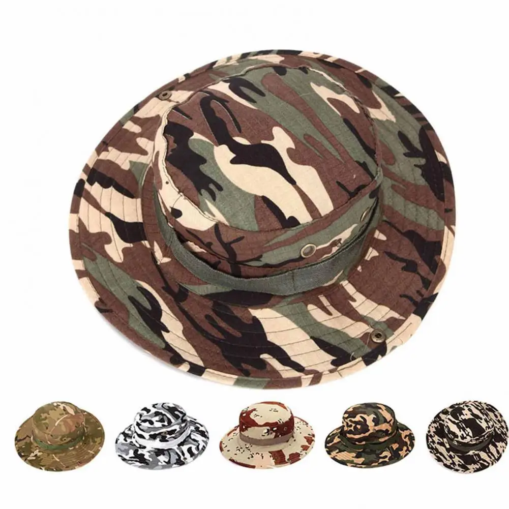 Fisherman Hat Wide Brim Adjustable Sun Protection Summer Wide Brim Boonie Hat Foldable Military Hat Climbing Summer Hats Caps