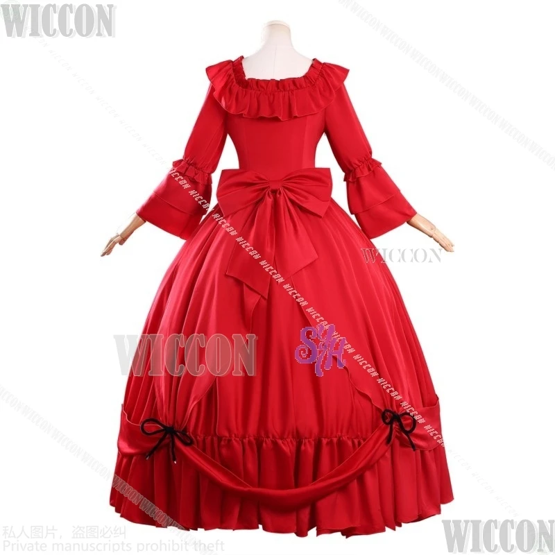 القرمزي El Vandimion Goth Vintage الرسوم المتحركة الجديدة هل أطلب شيء نهائي واحد؟ فستان قصر أحمر رائع للهالوين كوميك كون