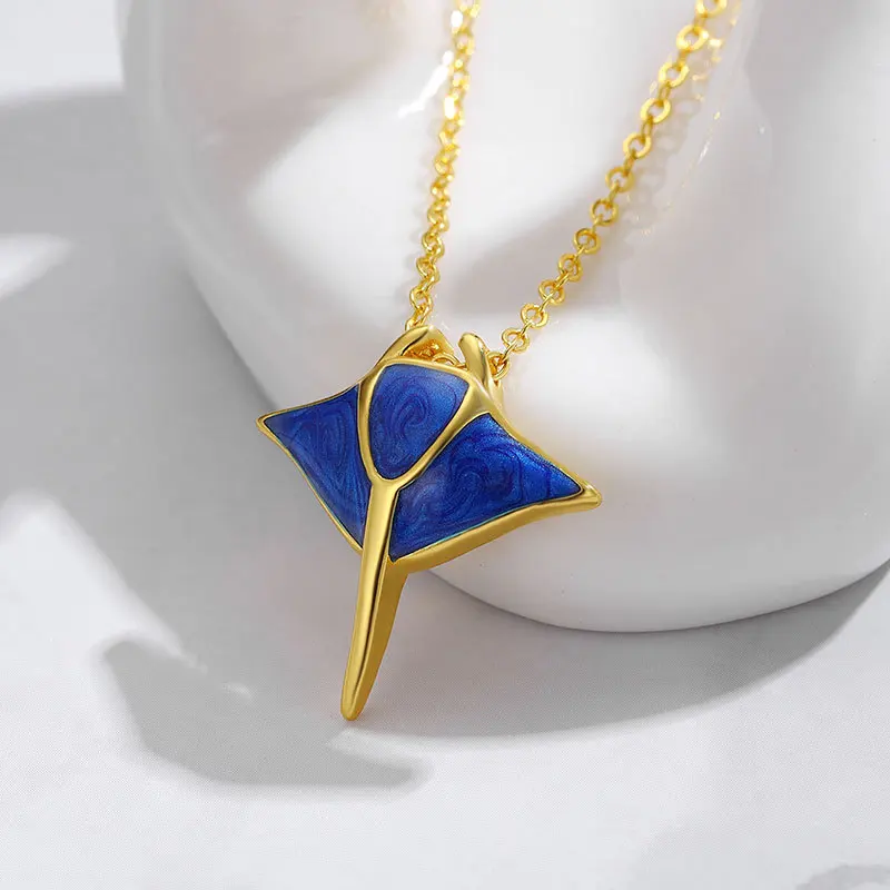 Classic Cute and simple devil fish necklace fresh and fashion summer colorful enamel pendant collar chain party jewelry gift