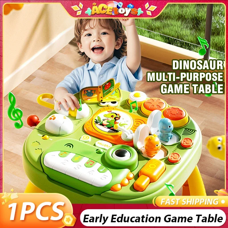 

Игровой стол для раннего образования, устойчивый к падениям, гладкий, электрический, многофункциональный, со световым музыкальным учебным столом, игрушки Монтессори для ребенка