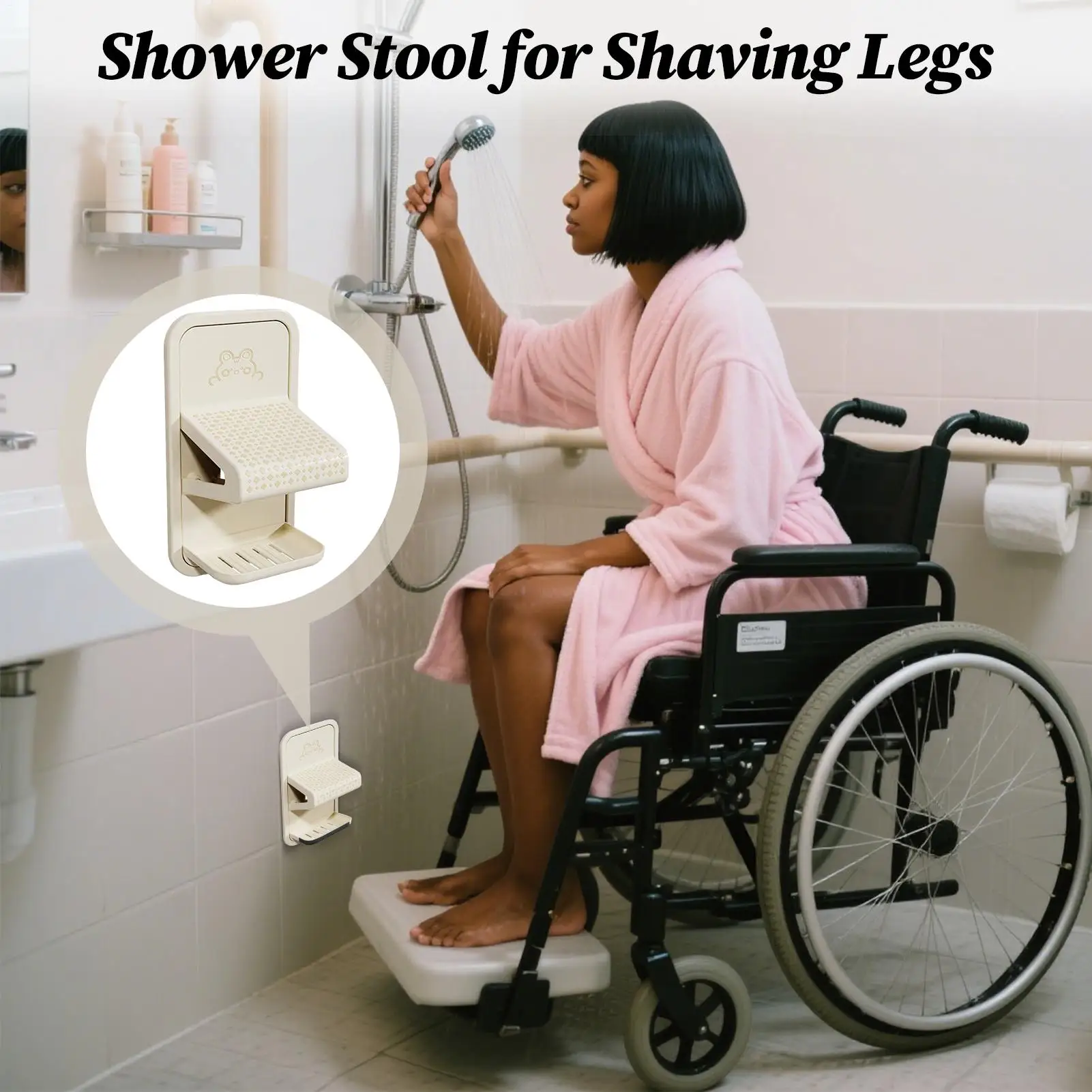 Repose-pieds de rasage pour douche, tabouret de douche, repose-pieds de rasage, marche murale avec plateau pour carrelage en verre acrylique, salle de bains en marbre