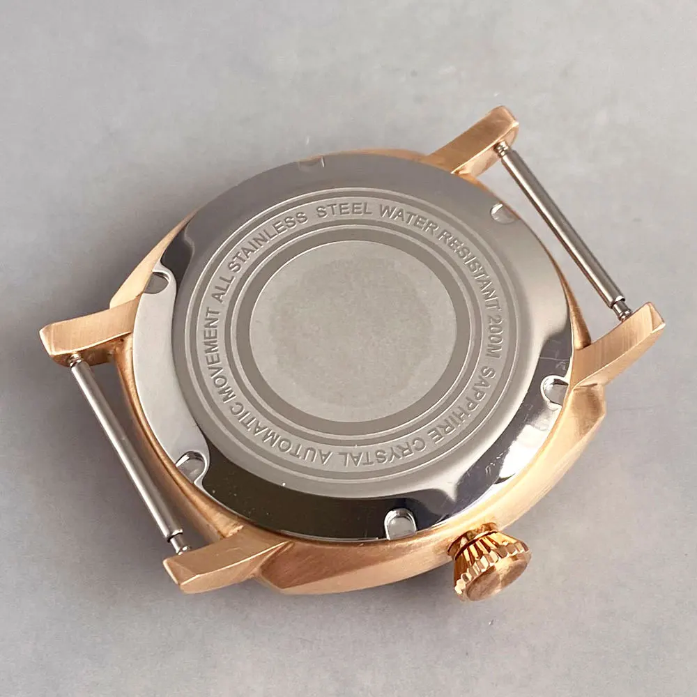 Cassa quadrata in bronzo CUSN8 da 42 mm adatta al quadrante PAM California nh35 nh36 PT5000 ETA2824 Accessori per orologi militari in vetro a bolle