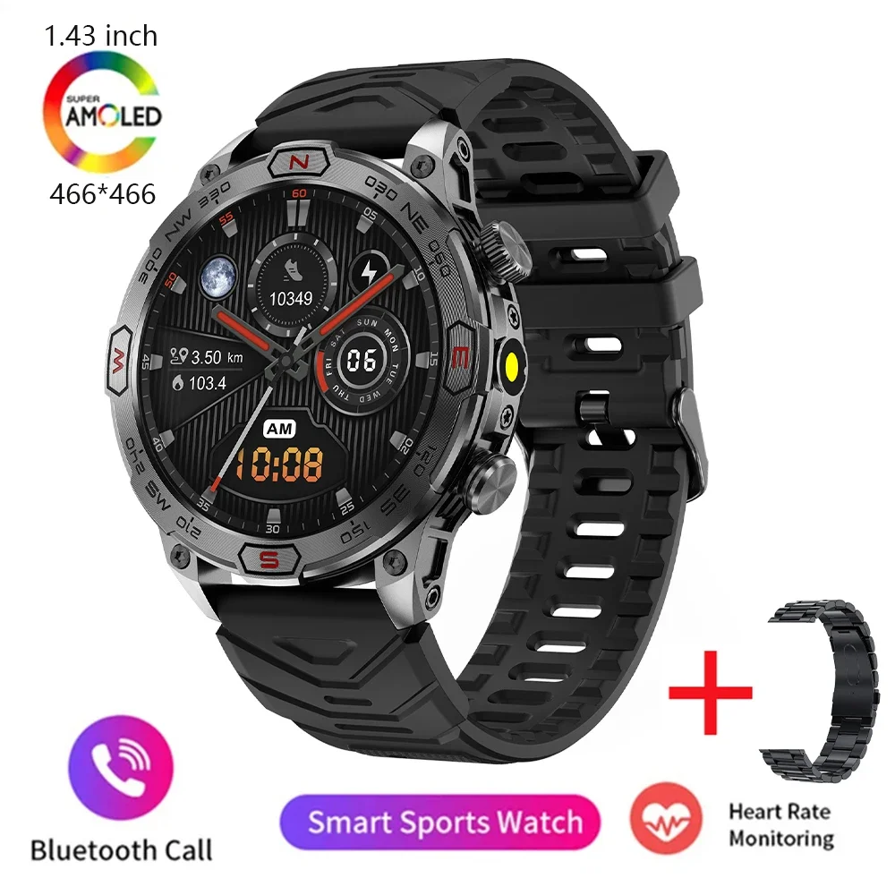 Reloj inteligente para hombre, pulsera con pantalla de 2024 ", ECG + PPG, detección de frecuencia cardíaca para todo tipo de clima, voz AI, llamada Bluetooth, novedad de 1,43