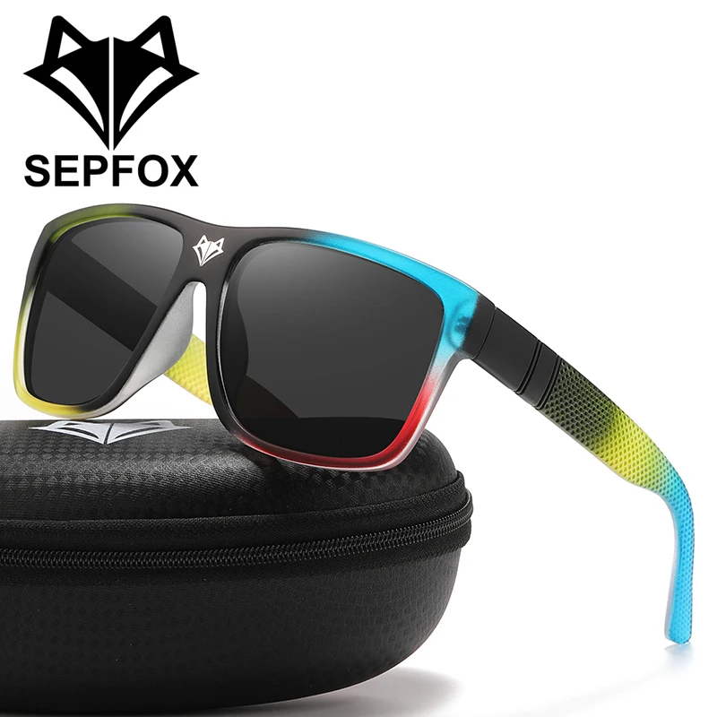 

SEPFOX Men Polarized Sunglasses For Fishing Hiking Running Driving Cycling Mirrored UV400 Glasses For Sports Goggles With Box