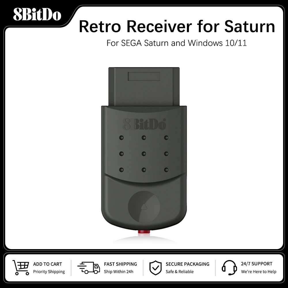 8BitDo Bluetooth Retro Receiver Wireless Adapter for SEGA Saturn and Windows USB Dongle for PS5 PS4 and Xbox Series Controllers