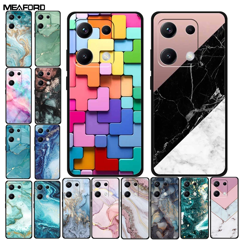Para redmi nota 14s 4g caso 6.67 "mármore macio tpu silicone à prova de choque capa traseira para xiaomi redmi nota 14s caso escudo protetor