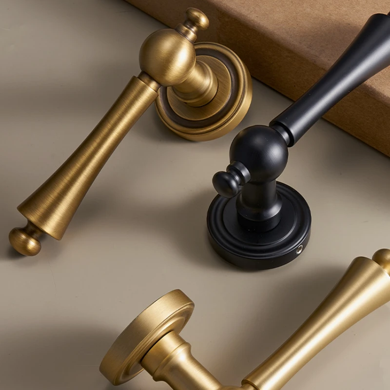 Brass Bedroom Door Lock, Antique‑style Magnetic Silent Split Hardware, Modern Simple Wooden Door Fitting Hinge Door Stopper
