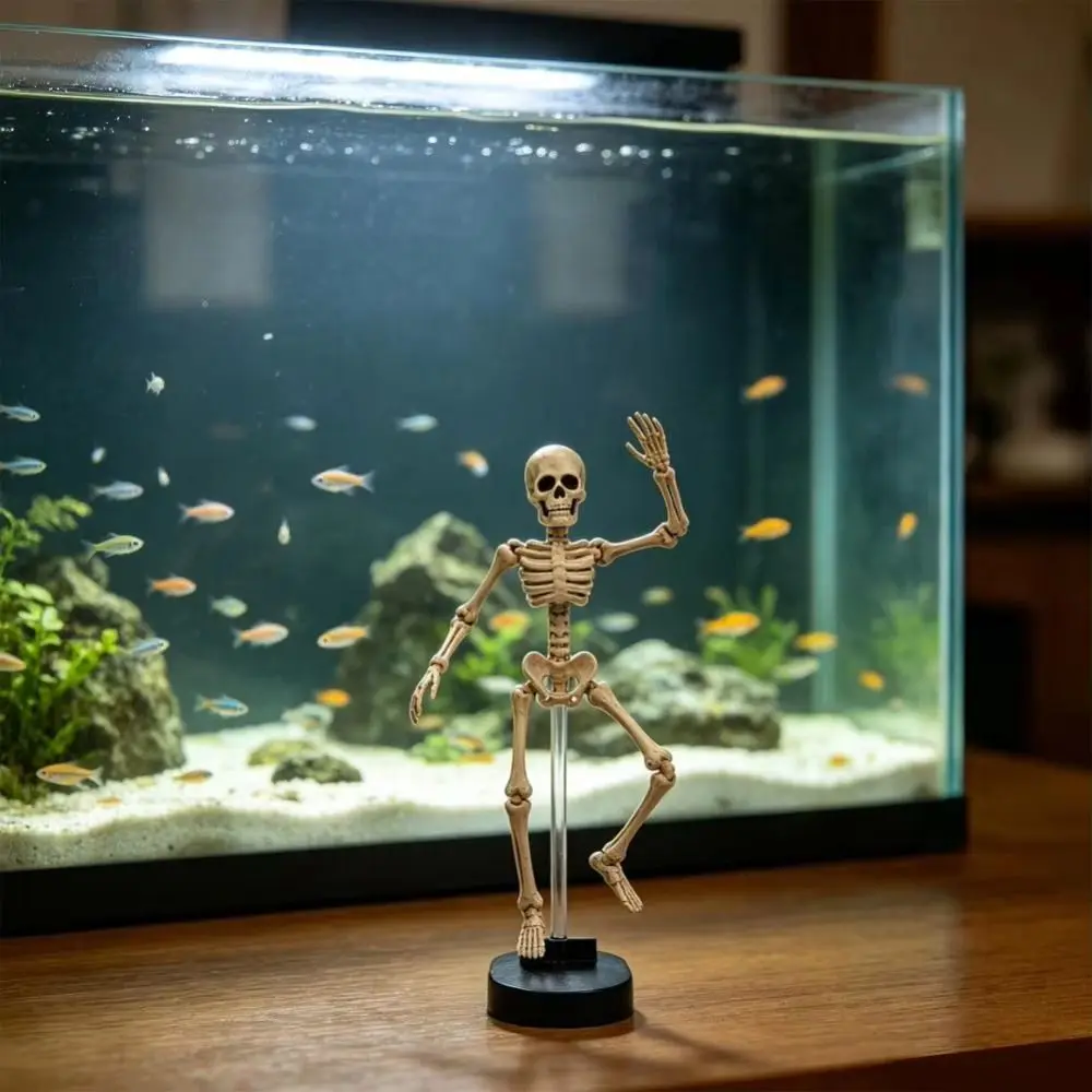 Air-Driven Dynamic Skeleton Aquarium Decoration Dancing Motion with Air Tube Fish Tank Decorations Clear Support Rod