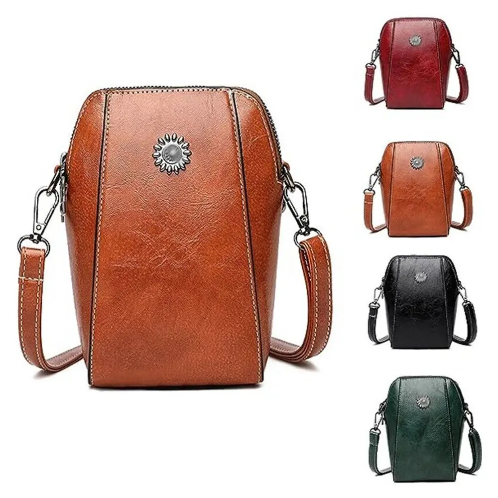 Impermeável Vertical Celular Bag, PU Mini Bolsas de Ombro, Alça de Ombro Ajustável, Bolsa Crossbody, Novo