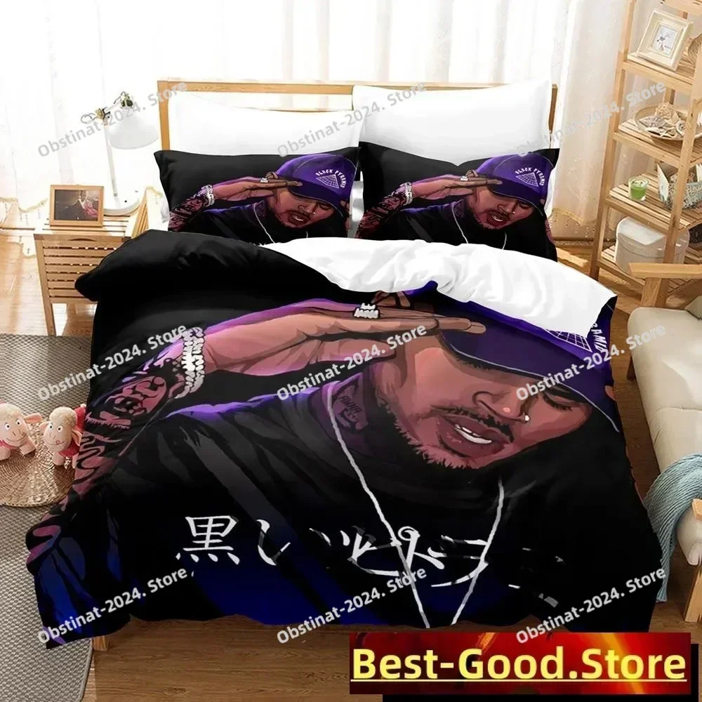 Chris Brown Bedding Set Single Twin Full Queen King Size Bed Set Adult Kid Bedroom Duvetcover Sets 3D Anime Bed Sheet Set