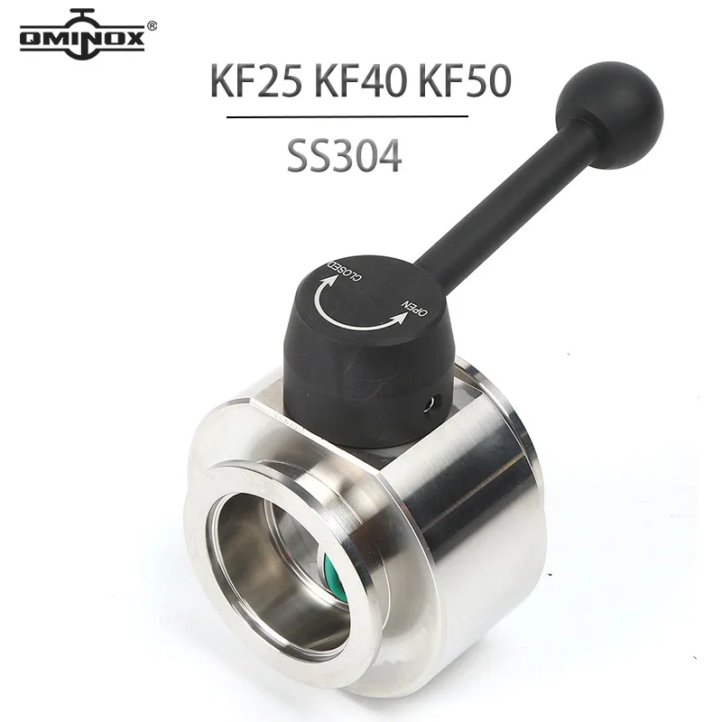 KF Flange Butterfly Valve KF25/KF40/KF50 SS304 Vacuum Swivel Valve Plate with FKM Seal NW25-50 Stainless Steel Flow By Adjusting