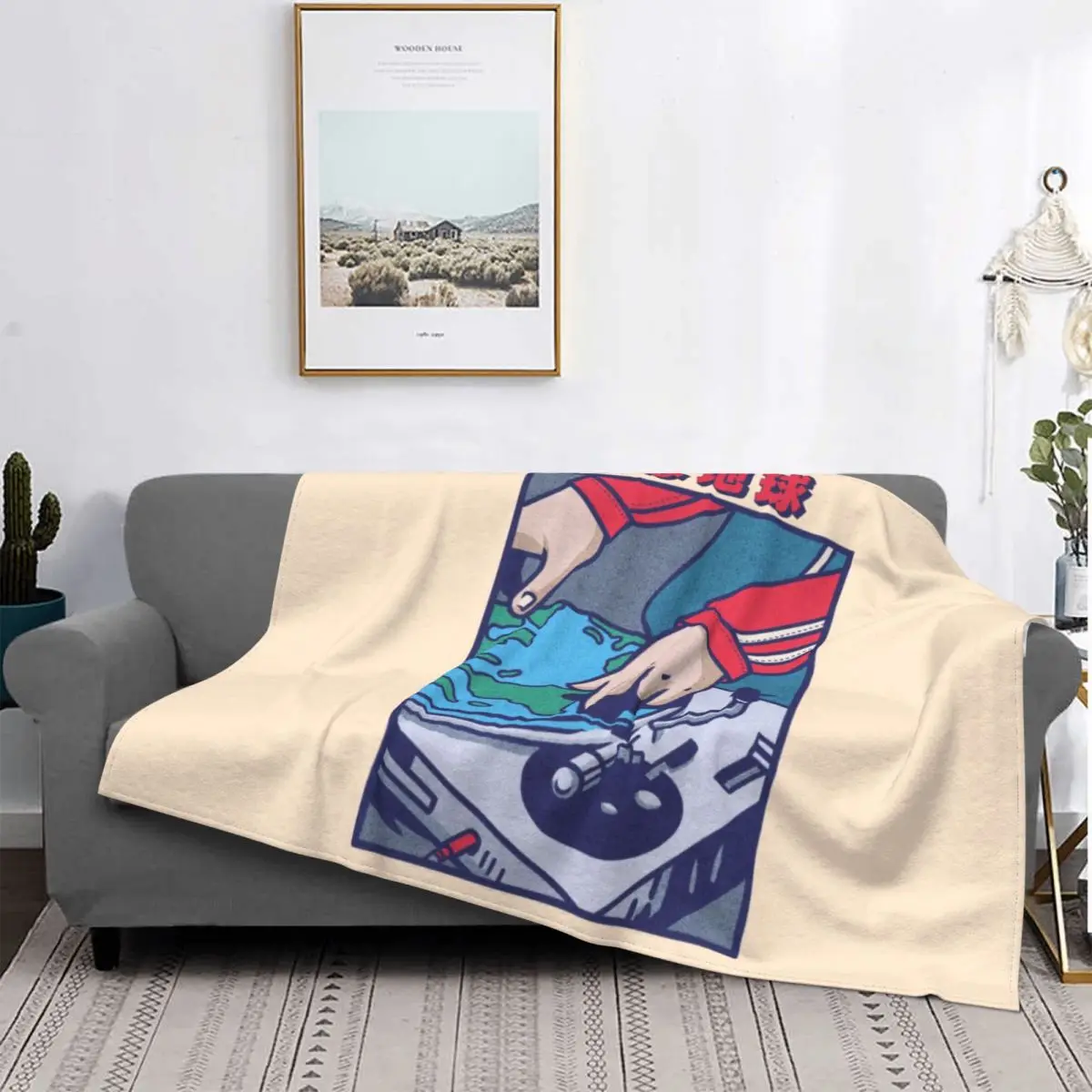 Flat Earth DJ Blue Star, Third Planet Blanket Fleece Spring Autumn Cute Lightweight Throw Blankets For bed Rug Piece