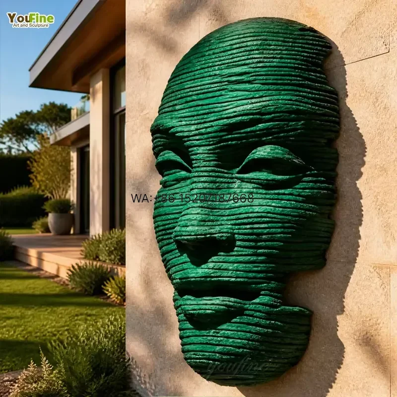 Wmwmnu Green Patina Bronze Human Face Wall Sculpture 3D Custom Statue for Villa Garden Decoration
