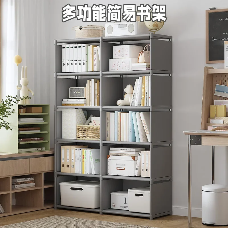 Cross-border hot-selling simple bookshelf floor-to-ceiling shelf student bookshelf children's storage rack cabinet assembly stor