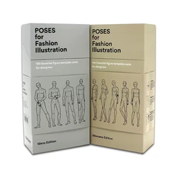 Poses para libro de ilustración de moda (Caja de tarjetas), diseño de ropa para hombre y mujer, juego de tarjetas de postura corporal de práctica dibujada a mano