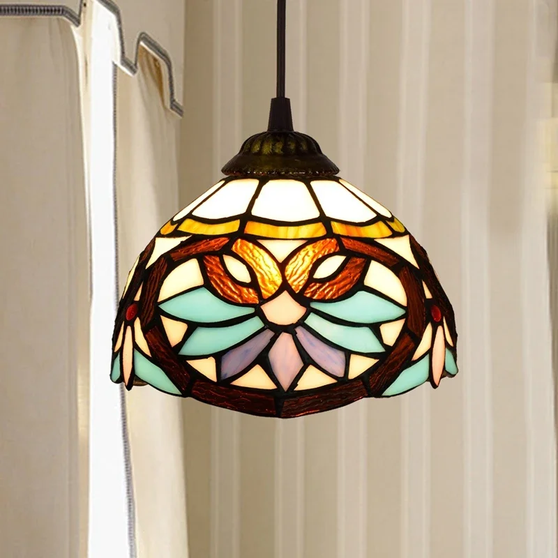 20cm Pendant Light Hanging Lights Avizeler Ve Asma Lambalar Stained Glass Ceiling Led Decorative Lamps Handmade Tiffany Lamp