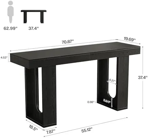70.9-Inch Extra Long Bar Table, Modern Counter Height Pub Table, Rectangular Home Coffee Bar Unit with Sturdy Legs, for