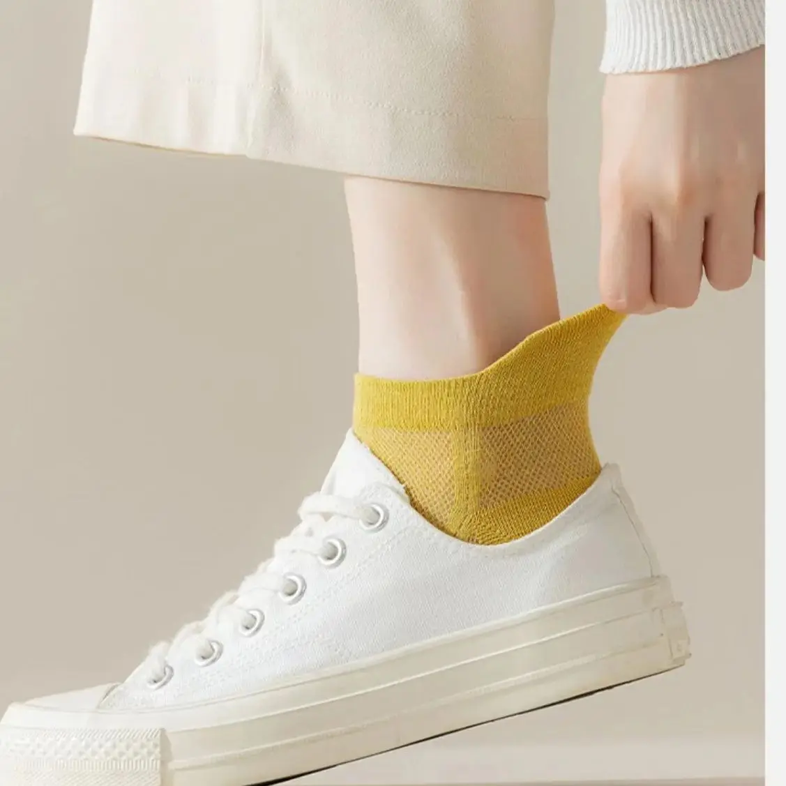 5 أزواج/مجموعة جوارب نسائية غير مرئية من السيليكون غير قابلة للانزلاق بألوان الحلوى الصلبة