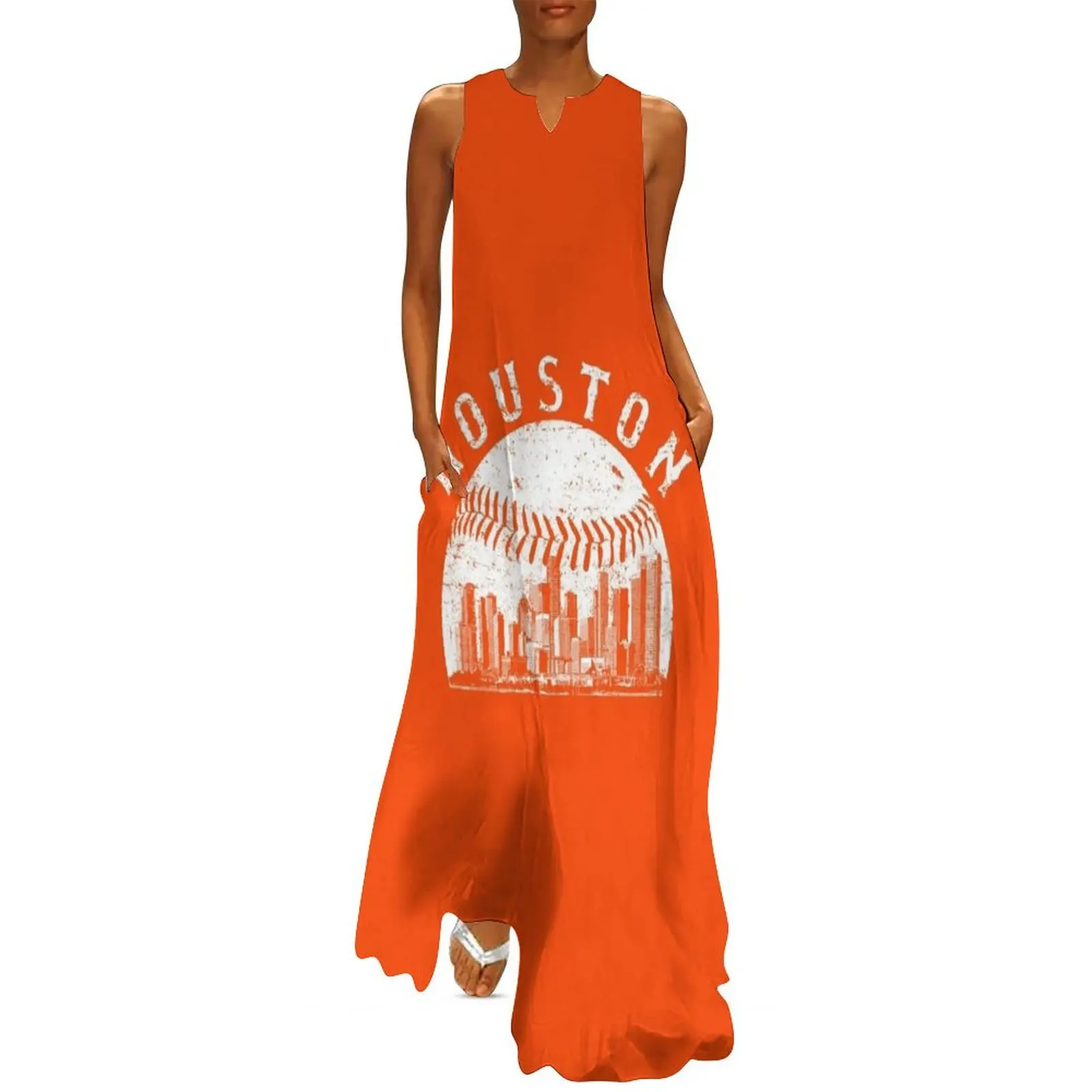 

Vintage Houston Cityscape Baseball Lover For Men Women Kid Classic Long Dress Women long dress Women's evening dress