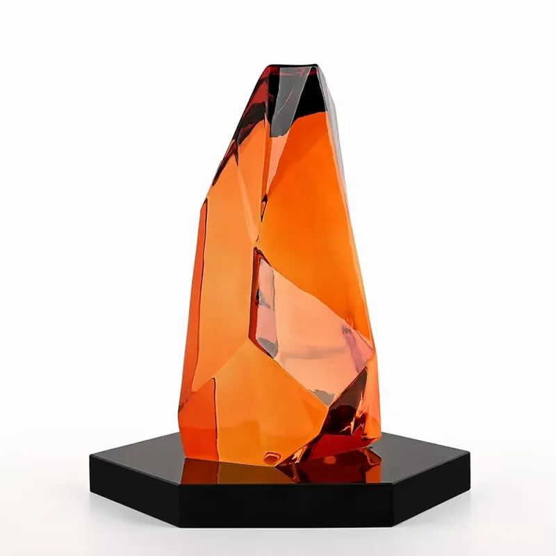 Custom High Quality K9 Large Crystal Trophy Award Crafts Color UV Printing Mountain Crystal Decoration Ornaments for