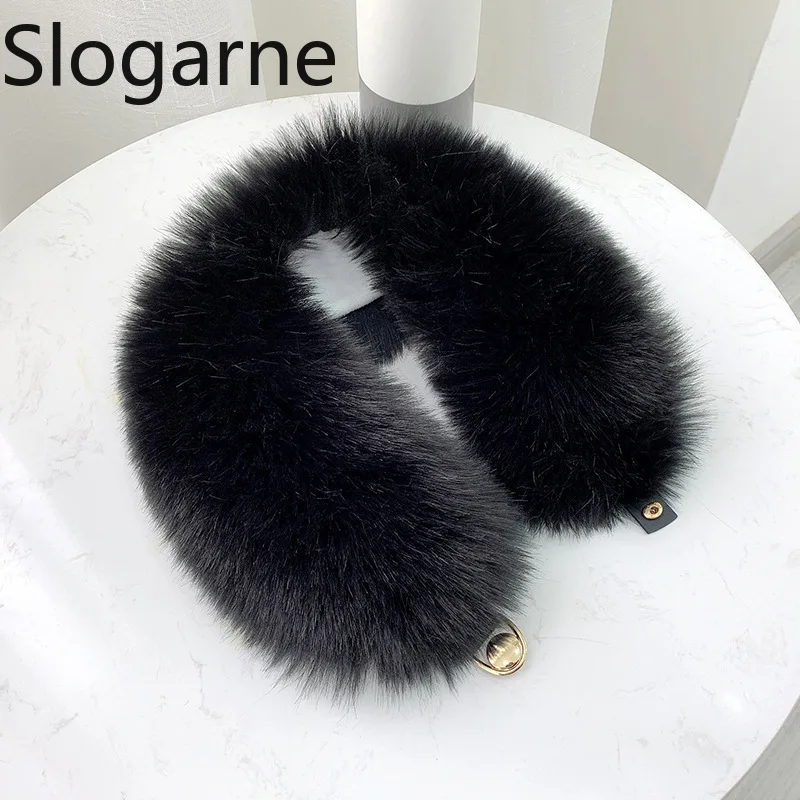 

Winter Faux Fox Fur Collar Shawl Thick Warm Neck Protection Coat Hood Fur Decor Push Fur Scarf Neckerchief Jacket Collar Wrap