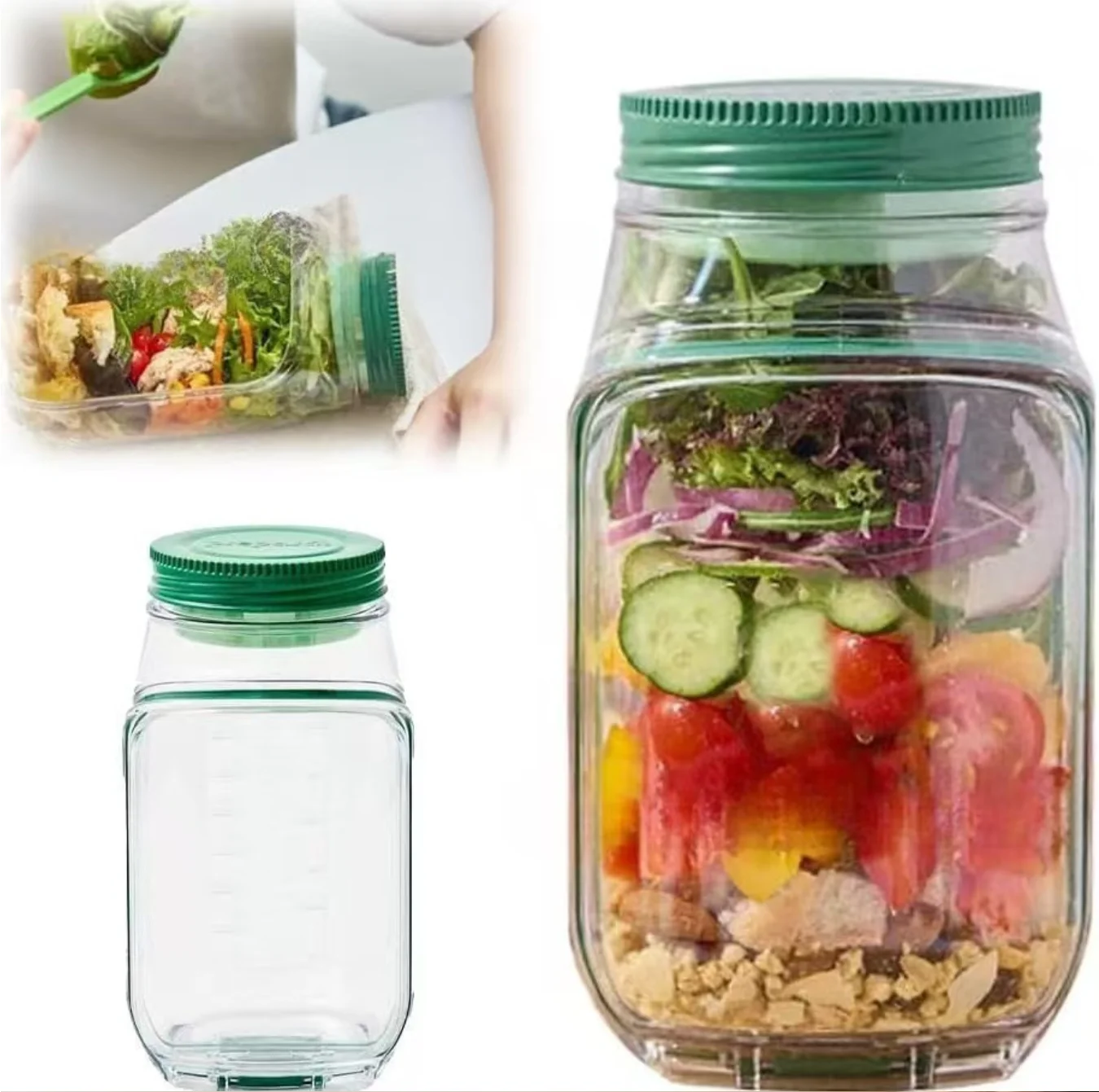 

1PCS Portable Salad Pod All-In-One Container With A Side-opening Lid Reusable Keep It Fresh Fresh Salad Bowl Outdoor Meal Prep