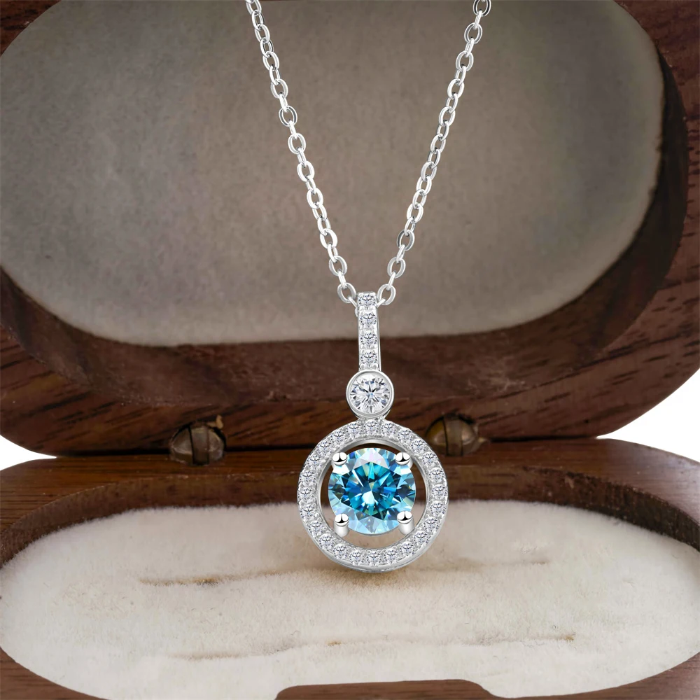 JoiasHome الفاخرة الساطع 925 فضة مويسانيتي قلادة Helios 1CT D ColorNecklace متعدد الألوان غرامة مجوهرات هدية الزفاف