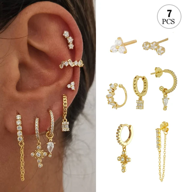 CRMYA Gold Silver Filled Hoop Earring CZ Zircon Heart Higgle Stud Earrings For Women Jewelry Earings Wholesale Aretes De Mujer AliExpress 36
