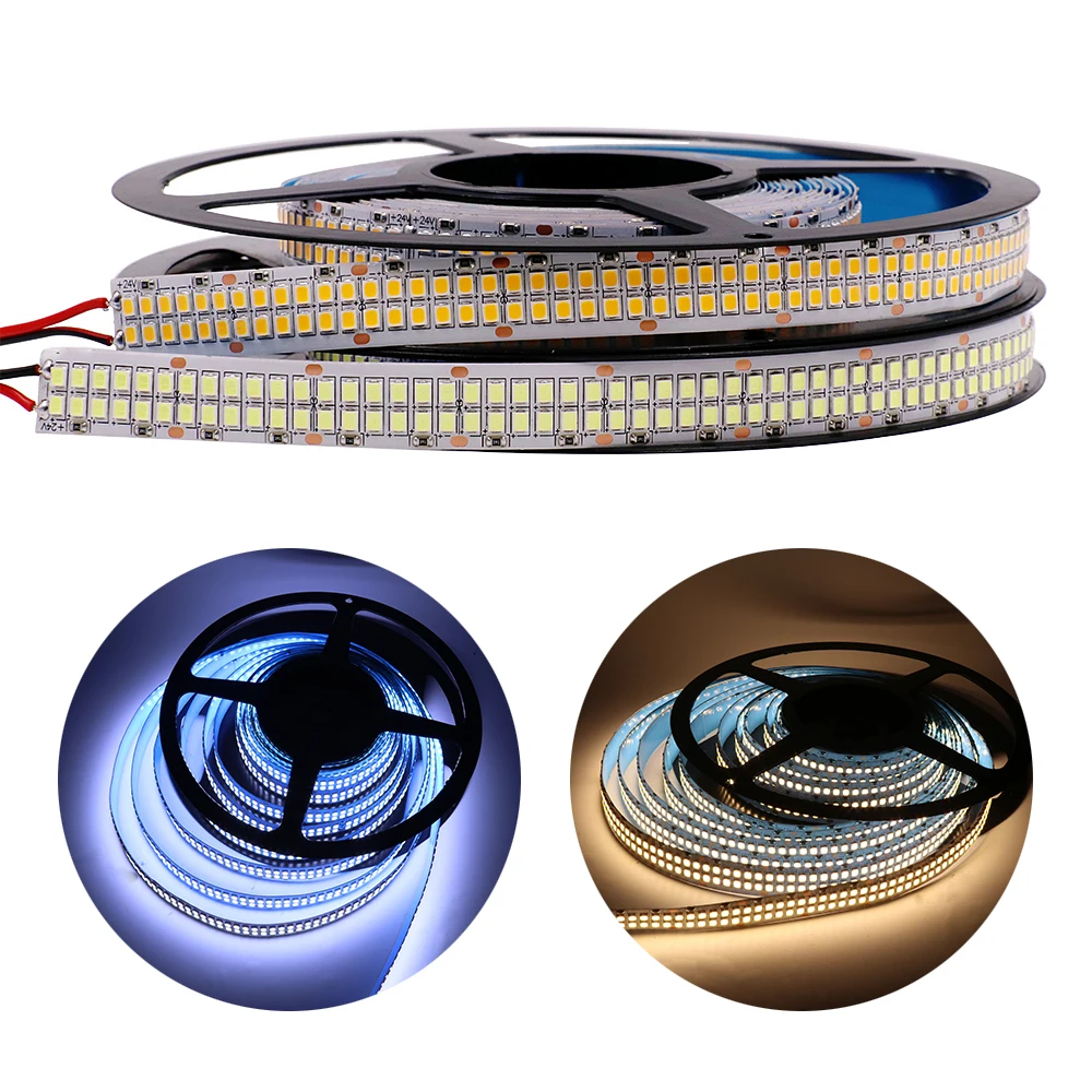 12V 24V 2835 LED Strip 5m 10m 15m 20m Tape Light Ribbon Flexible String 120/240/480 LED Cold Warm Natural White Home Decor