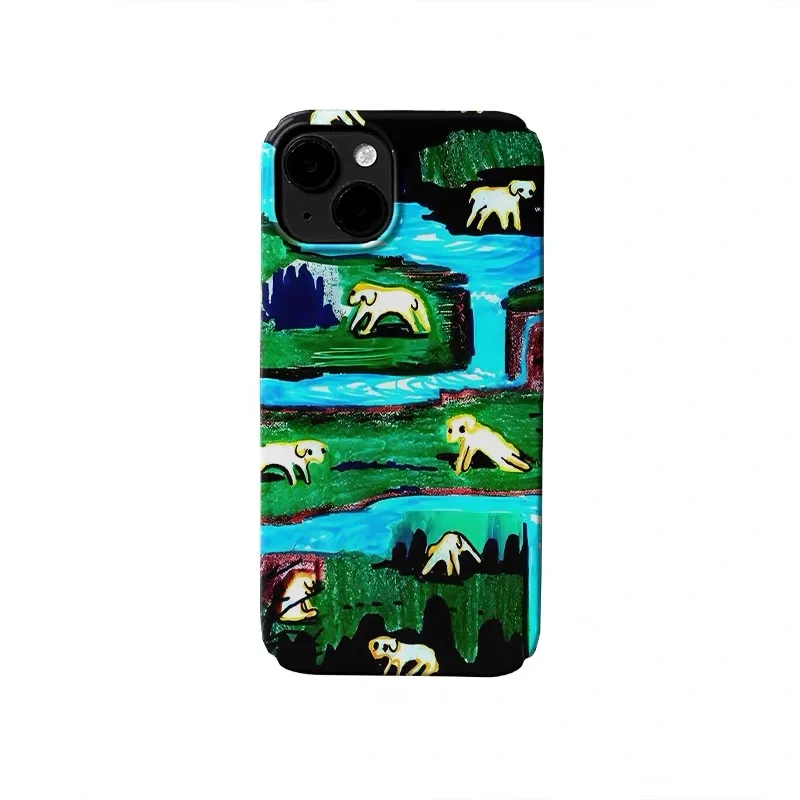 

Ins Green River Dog Cartoon Phone Case for IPHONE 17 Air 16E 15 PROMAX 14 Plus 13 12 MINI 11 PRO 16Plus XR Acrylic Phone Cover