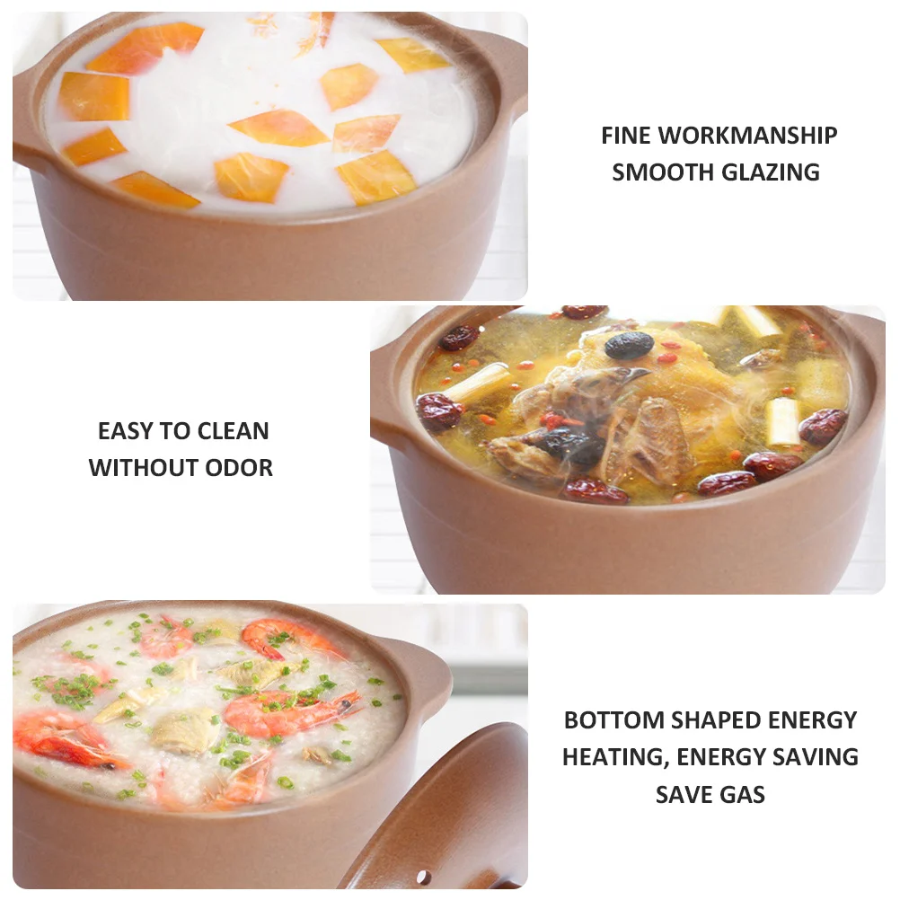 

Ceramic Soup Cooking Pot Stew Casserole Heat-Resistant Non-Stick Energy-Saving Flat-Bottomed Anti-Scald Handle Home