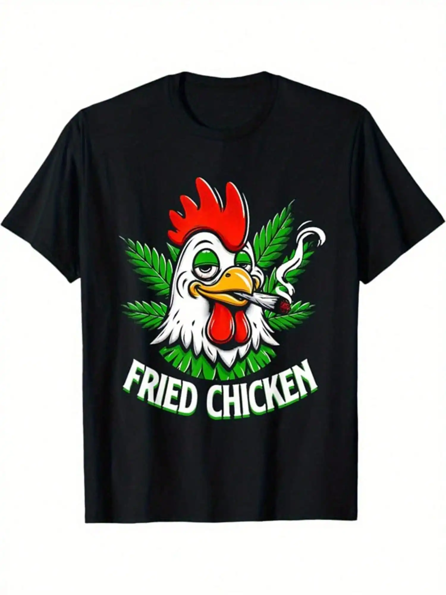 

Funky Fried Chicken Graphic Tee - Men's Casual Cotton T-Shirt with Retro Humor, Breathable & Comfort Fit for Summer Activities