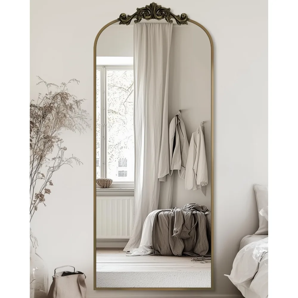 Espejo de pie grande de longitud completa, 65x24 pulgadas, diseño tallado para decoración del hogar, espejos de pared