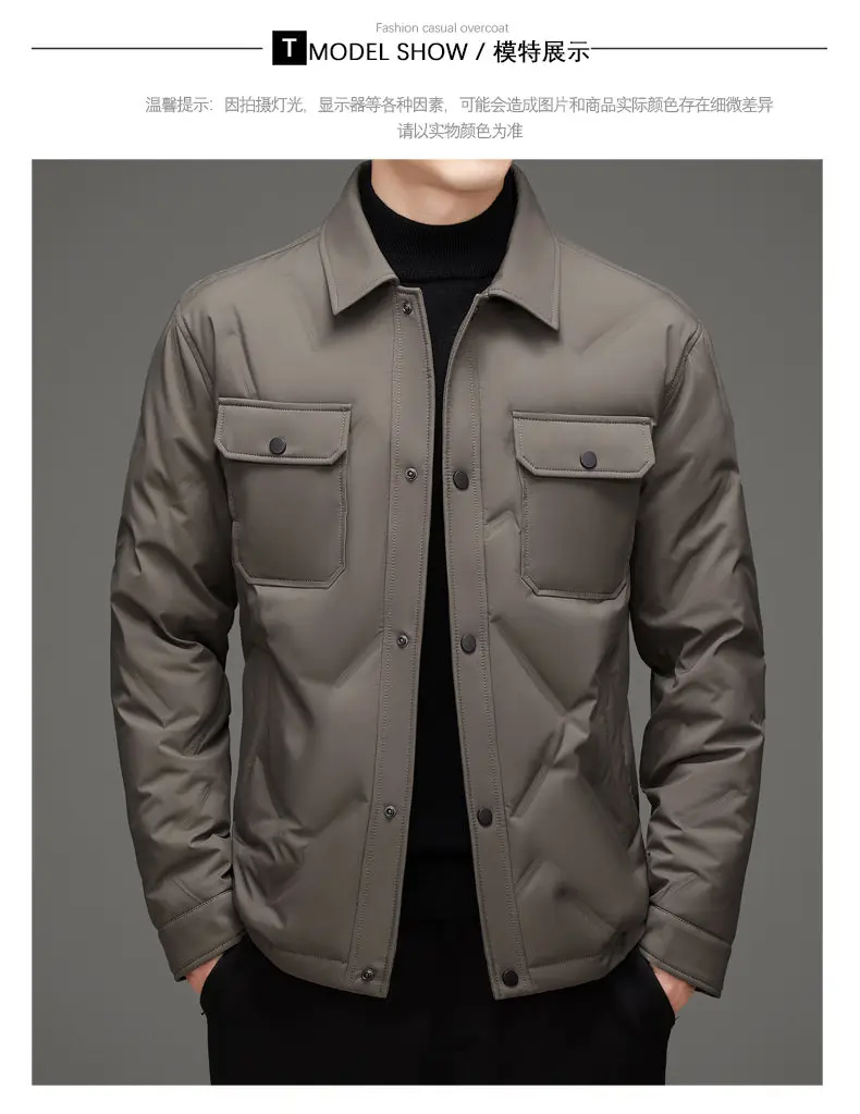 Men's 50% White Duck Down down coat 2026 winter turndown collar warm Down Jackets men fashion light and thin Jacket M-4XL