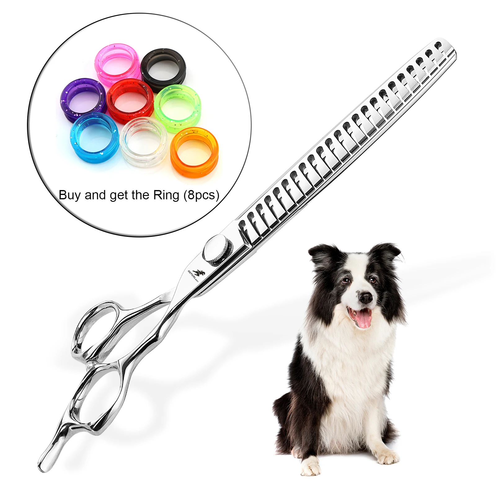 High-end 7.5inch silver VG10 CNC technology straight fishbone scissors pet grooming scissors super sharp and work great