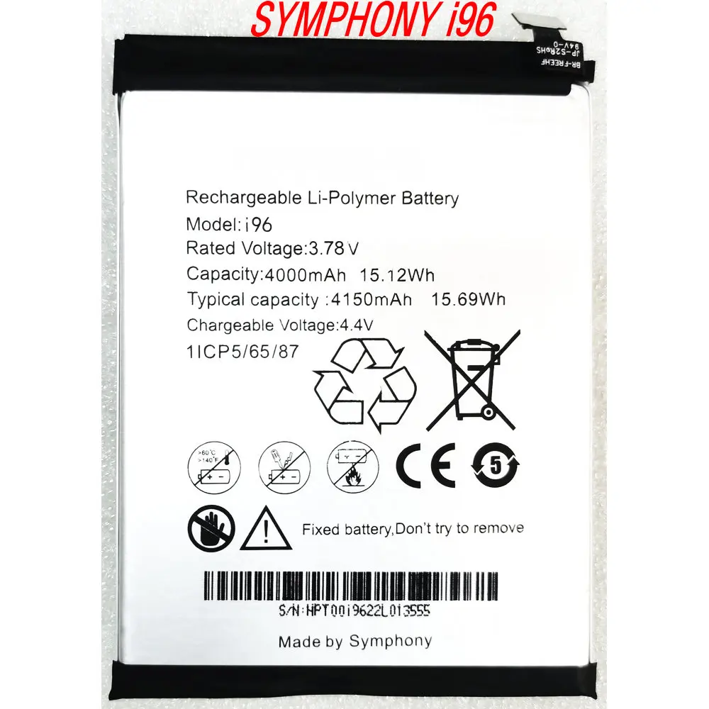 3.78 فولت 4150 مللي أمبير سيمفونية i96 الأصلي استبدال بطارية الهاتف المحمول 1ICP5/65/87 #1