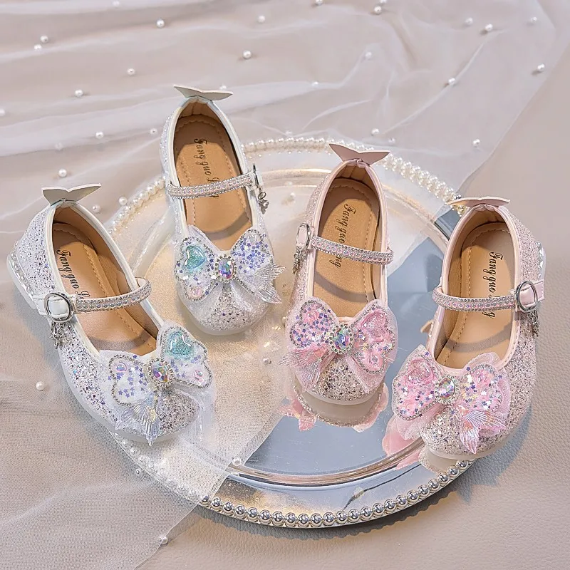 

Kids'Casual Shoes Crystal Sequin Butterfly PU Leather Shoes Spring Shoes For Girls Anti-slip ​Purple Silver Shoes Size 26-36