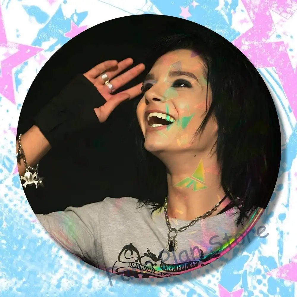 Singer B-Bill Kaulitz Enamel Pins Funny Cartoon Characters Badge Fashion Jewelry Accessories Round Snap-in Brooch On Backpack