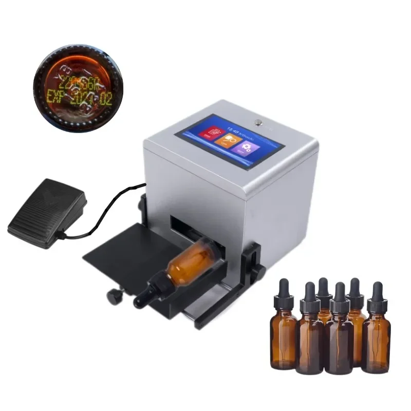 Static ink jet batch coding machine automatic thermal inkjet printers for amber glass dropper bottle  bottom batch no printing