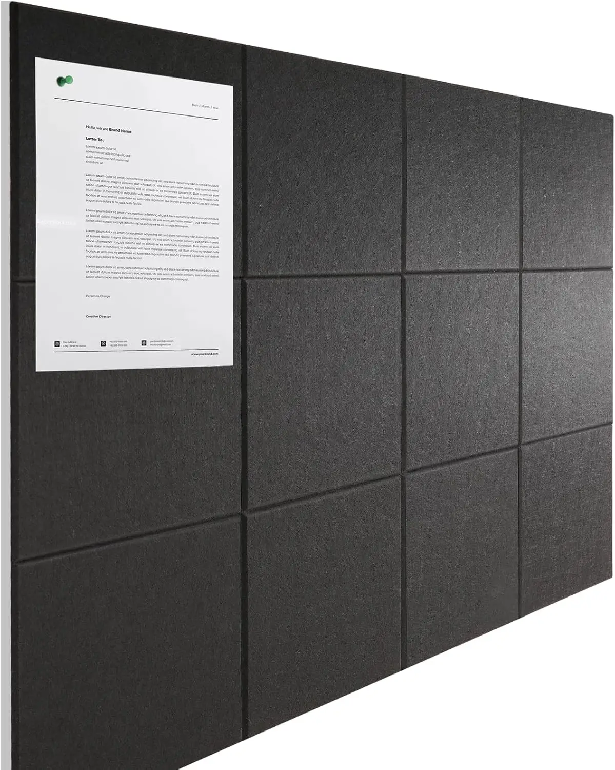 

48x36 Inch Felt Bulletin Board, 12 Pack Wall Tiles with Adhesive & Pins