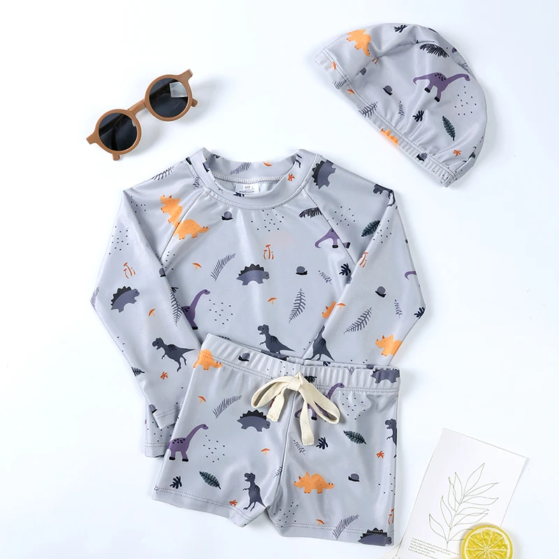 Sommer Kinder Jungen Badeanzüge 1-7T Mode Kinder Surfen Badeanzug Kleinkind Sets Urlaub Strand Hosen Langarm tops mit Hut – Detail 8