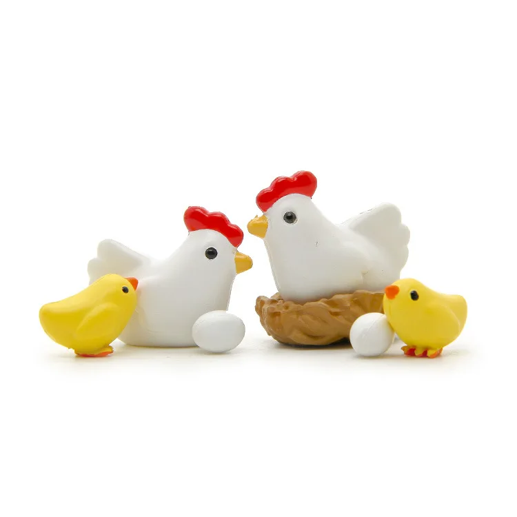 New 3D Three-dimensional Cartoon Cute Chicken Family Doll Model DIY Micro Landscape Decoration Doll Desktop Ornaments Crafts