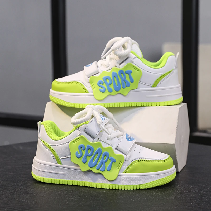 

2024 Fashion Kids Sneakers Casual Board Shoes Boys Girls Children Non-slip Leather Waterproof Sports Walking Shoes Size 31-39